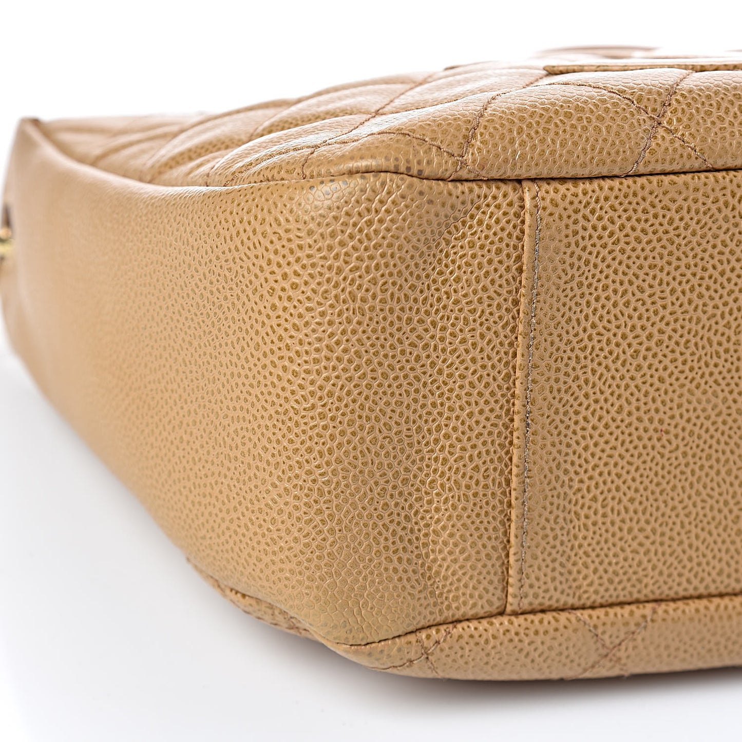Caviar Quilted Hobo Beige