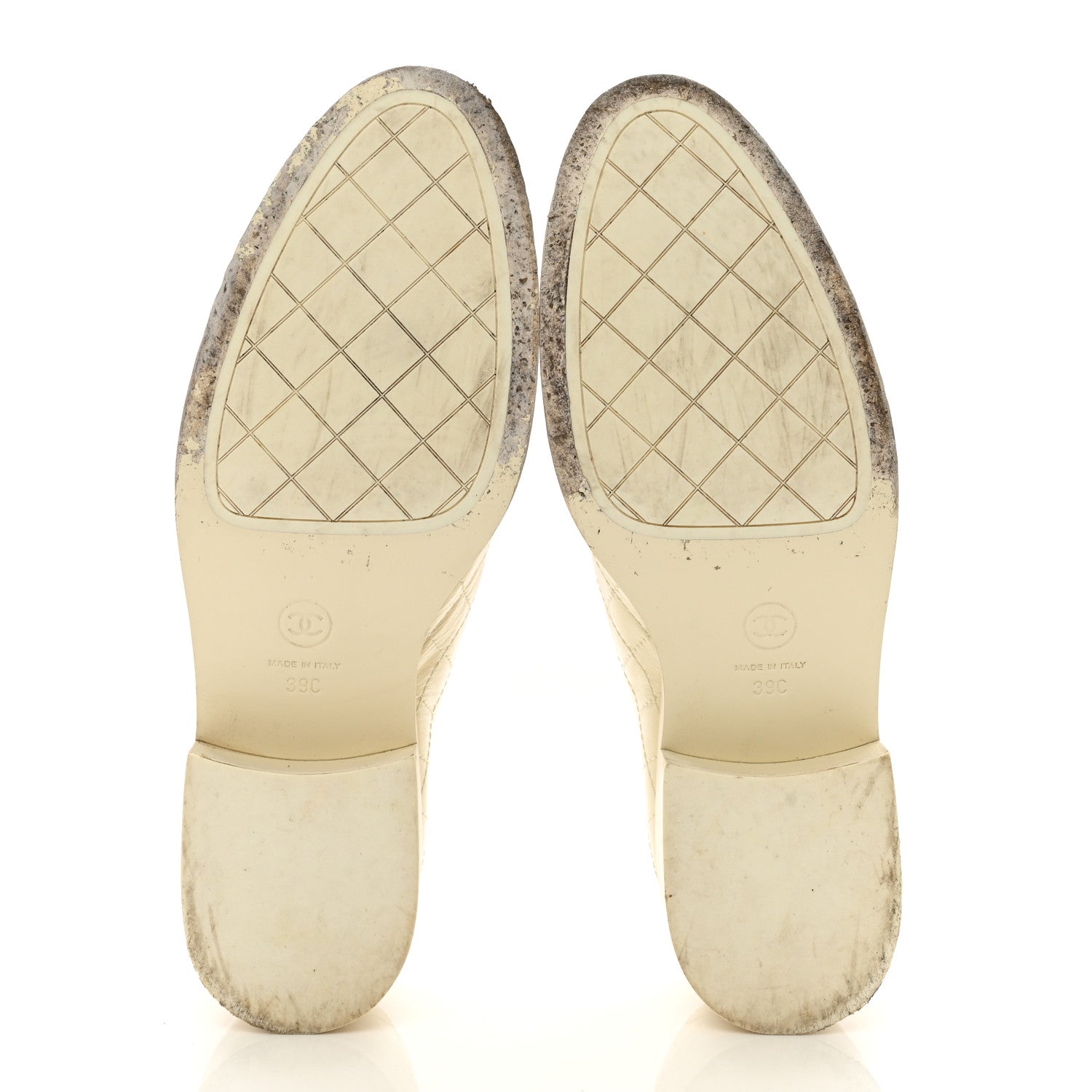 Chanel Calfskin Stitched CC Loafers 39 Ivory 5 of 10