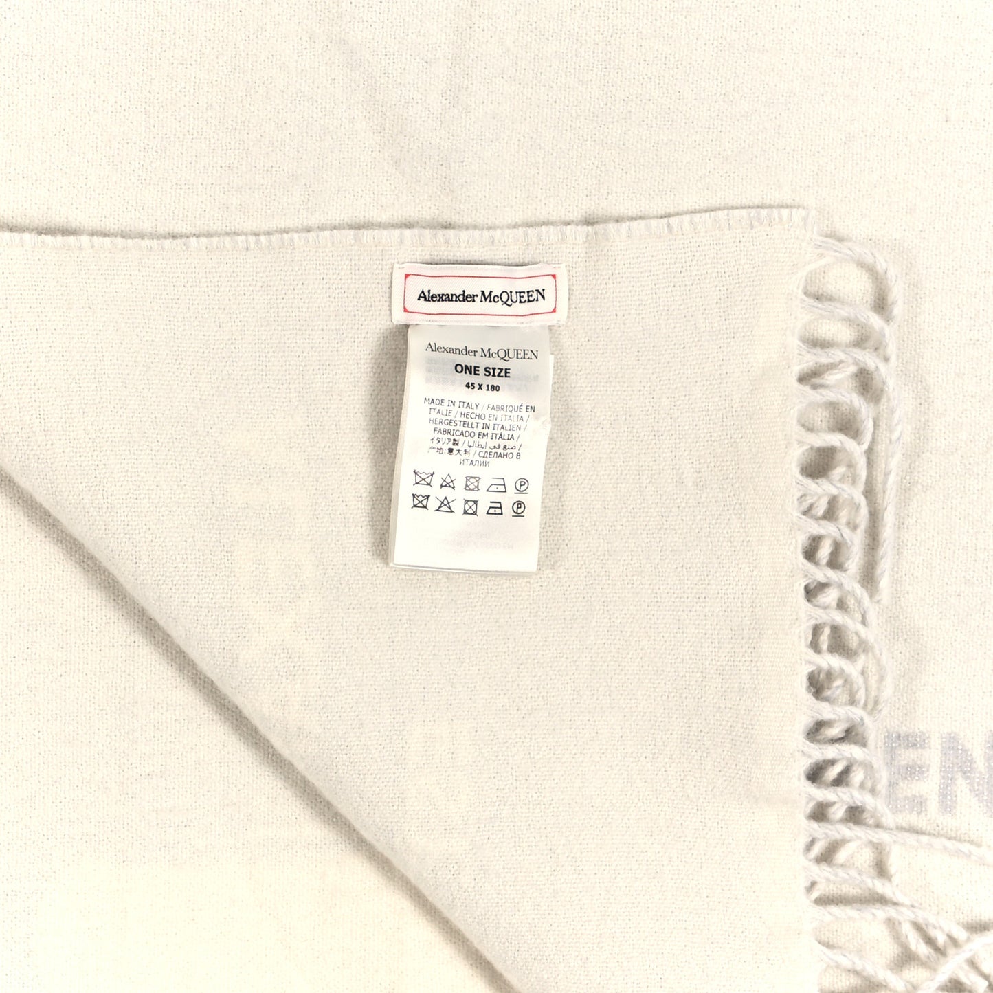 Wool Cashmere Graffiti Logo Scarf White