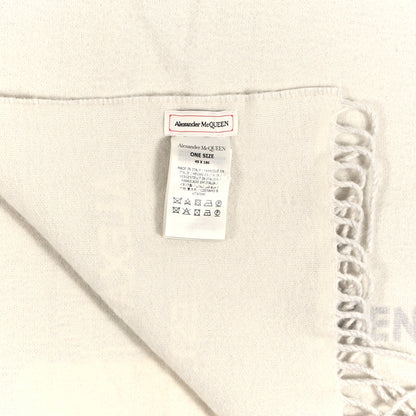 Alexander McQueen Wool Cashmere Graffiti Logo Scarf White 3 of 3
