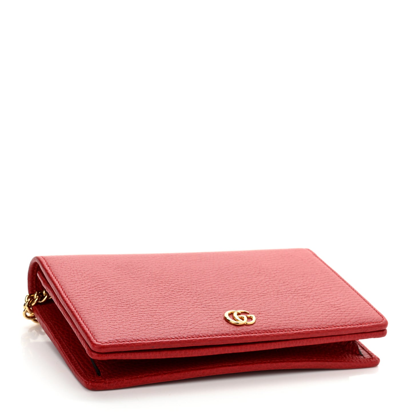 Dollar Calfskin Mini GG Marmont Chain Wallet Hibiscus Red