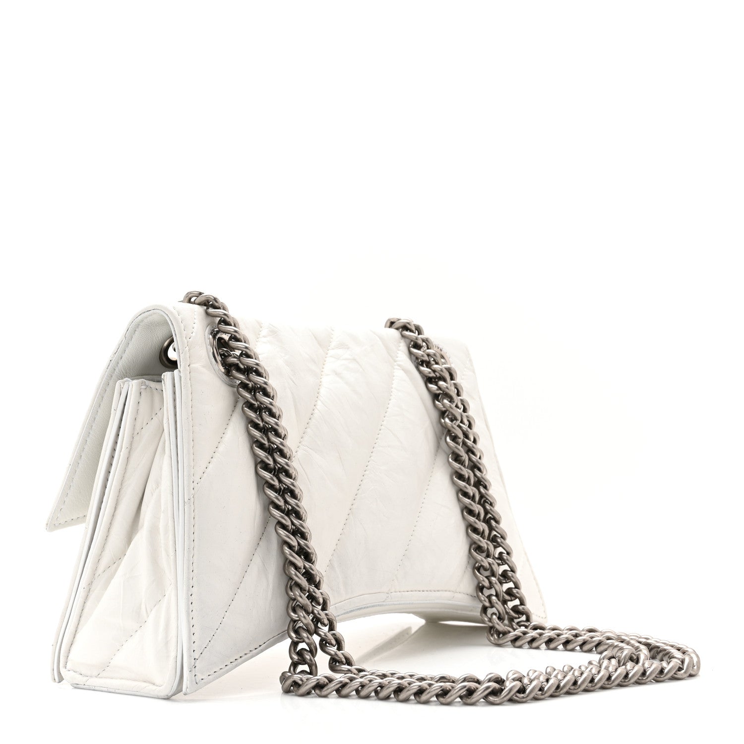 Balenciaga Crushed Calfskin Quilted Small Crush Chain Bag Optic White 3 of 10