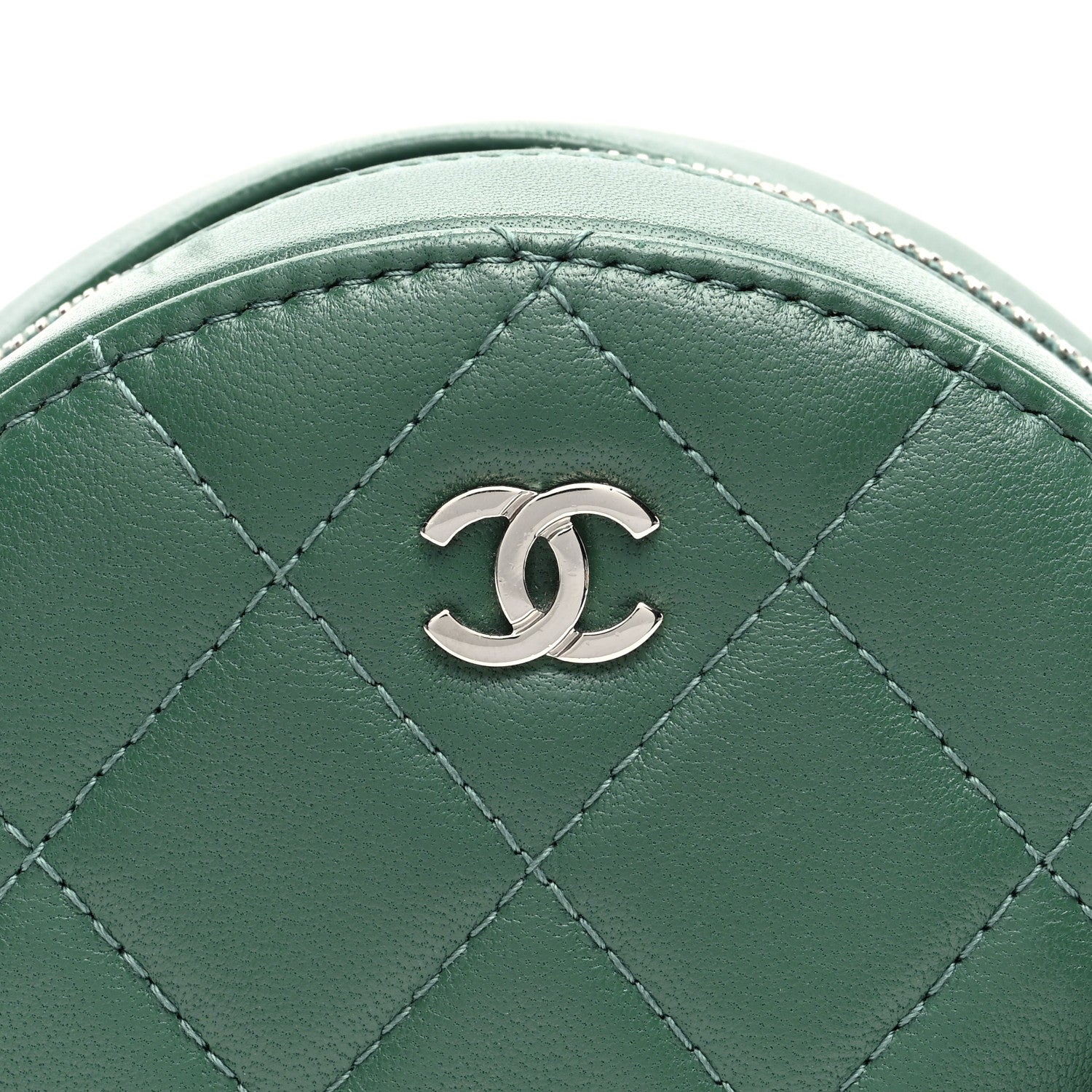 Chanel Lambskin Quilted Round Clutch With Chain Green 8 of 10