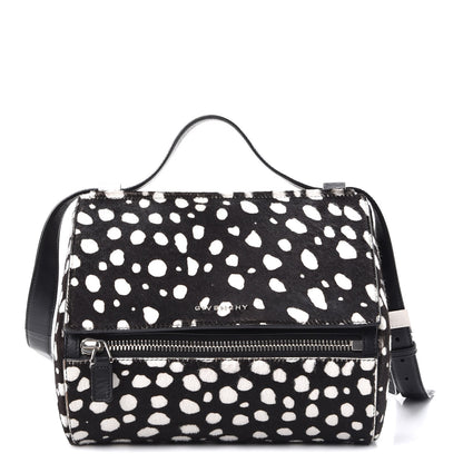Givenchy Calf Hair Polka Dot Print Medium Pandora Box Crossbody Bag Black White. 1 of 7