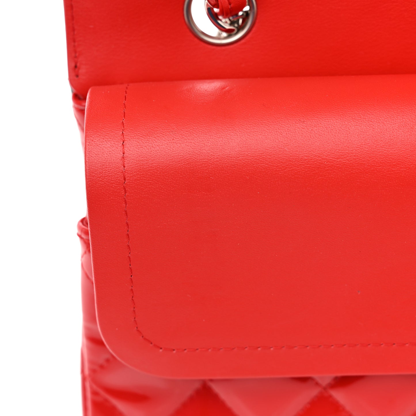 Patent Calfskin Quilted Bi-Color Medium Double Flap Red Black