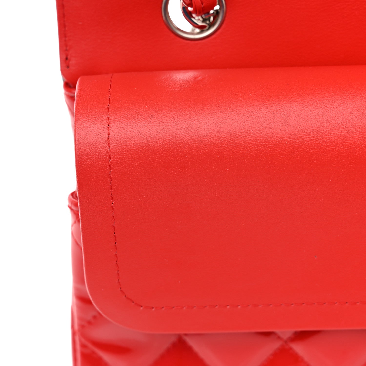 Chanel Patent Calfskin Quilted Bi-Color Medium Double Flap Red Black 11 of 13