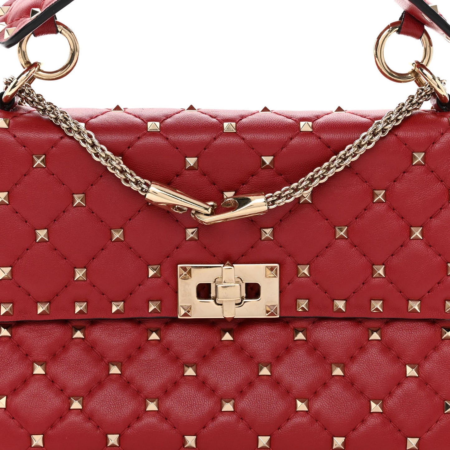 Nappa Medium Rockstud Spike Shoulder Bag Rosso Valentino
