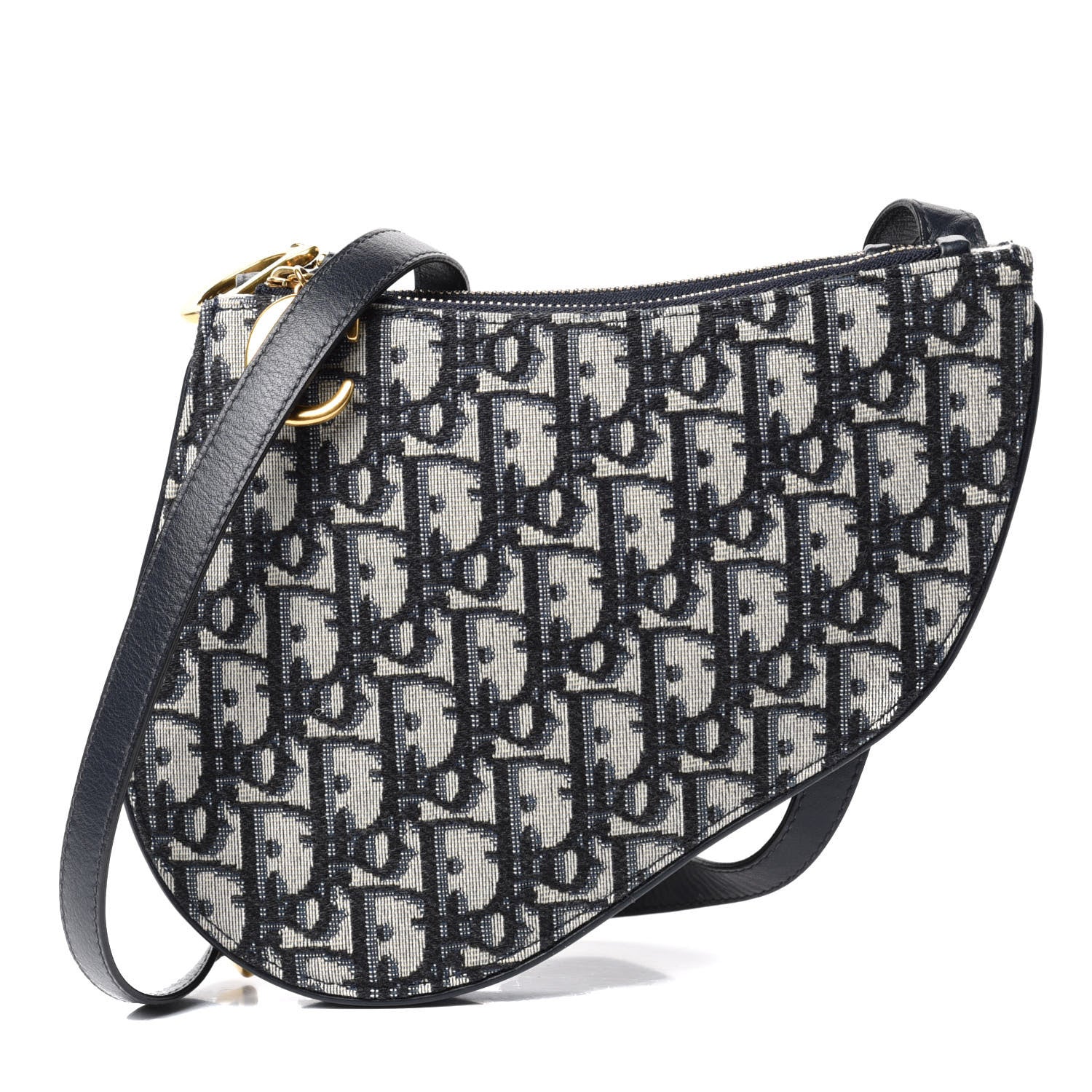 Christian Dior Oblique Saddle Pouch With Strap Navy Blue 1 of 9