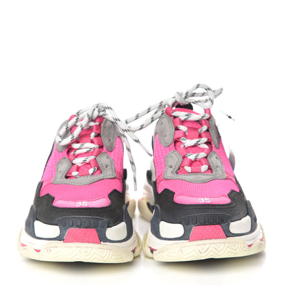 Balenciaga Fabric Mesh Womens Triple S Sneakers 35 Fluo Pink Grey White 2 of 10