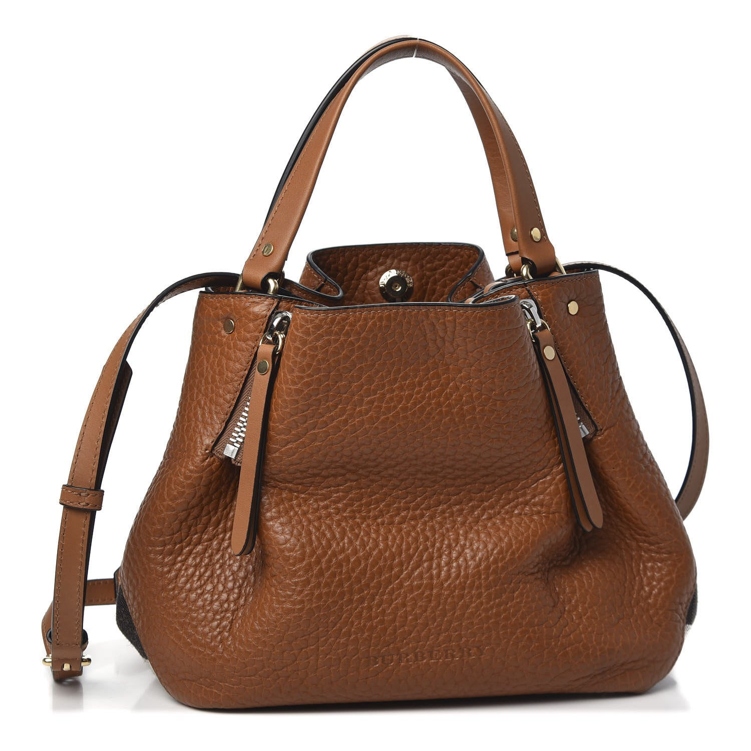 Burberry Grainy Calfskin House Check Small Maidstone Saddle Brown 1 of 9