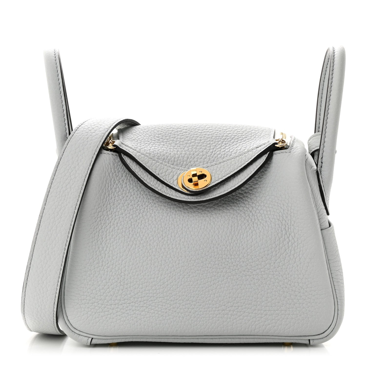 Hermes Taurillon Clemence Mini Lindy 20 Bleu Pale 1 of 11