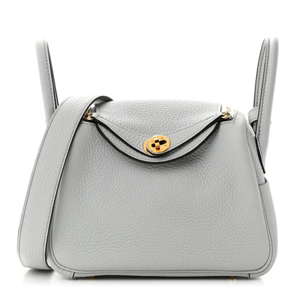 Hermes Taurillon Clemence Mini Lindy 20 Bleu Pale 1 of 11