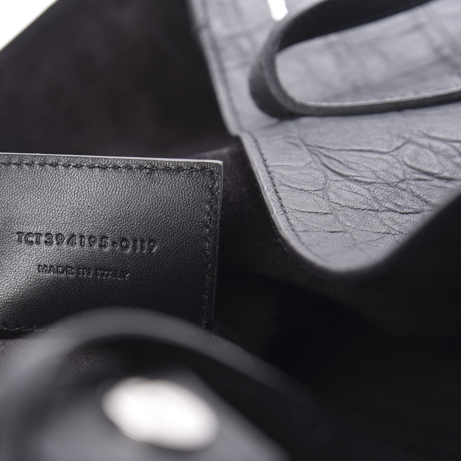 Saint Laurent Calfskin Crocodile Embossed Large Shopper Tote Black 8 of 14