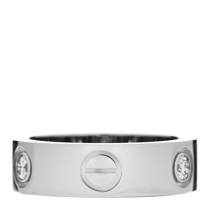 Cartier 18K White Gold 3 Diamond 5.5mm LOVE Ring 49 5 3 of 4