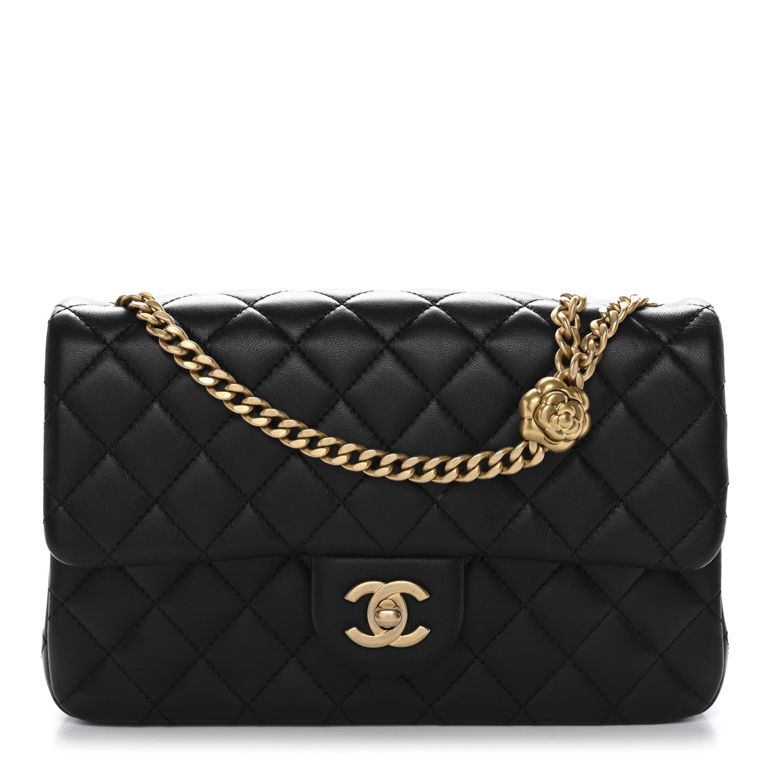 Chanel Lambskin Quilted Small Sweet Camellia Flap Black 1 of 11