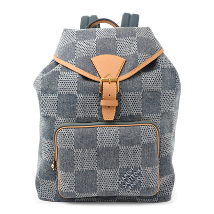 Louis Vuitton Damier Denim 3D Montsouris Backpack Bleu 1 of 9