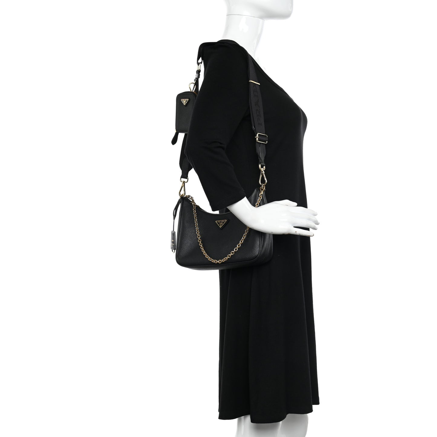 Saffiano Lux Re-Edition 2005 Shoulder Bag Black