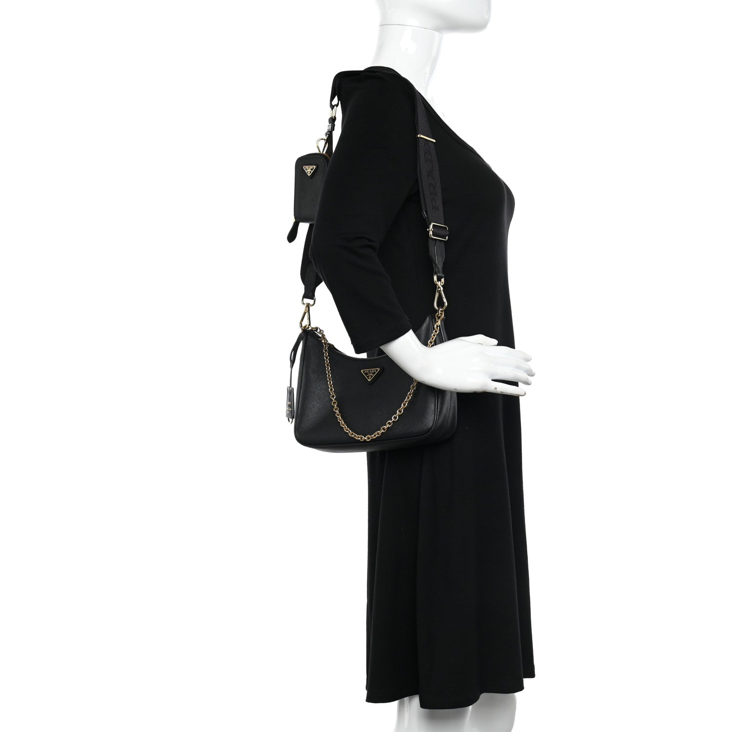 Prada Saffiano Lux Re-Edition 2005 Shoulder Bag Black 2 of 10