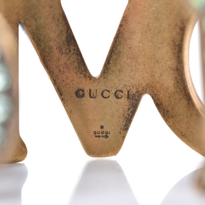 Gucci Metal Crystal Loved Cuff Bracelet 16 Aged Gold 3 of 7