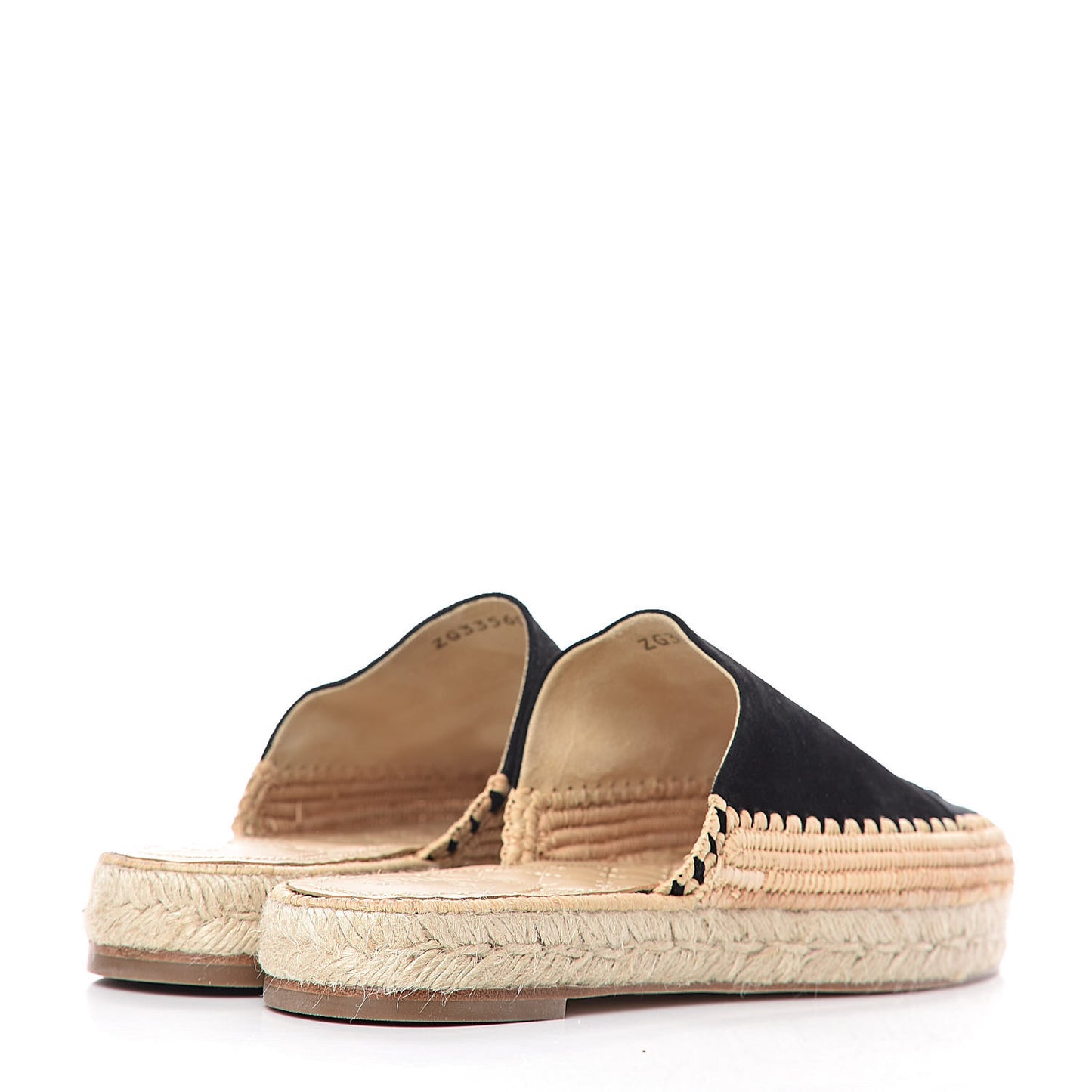 Suede Grosgrain CC Espadrille Mules 42 Black