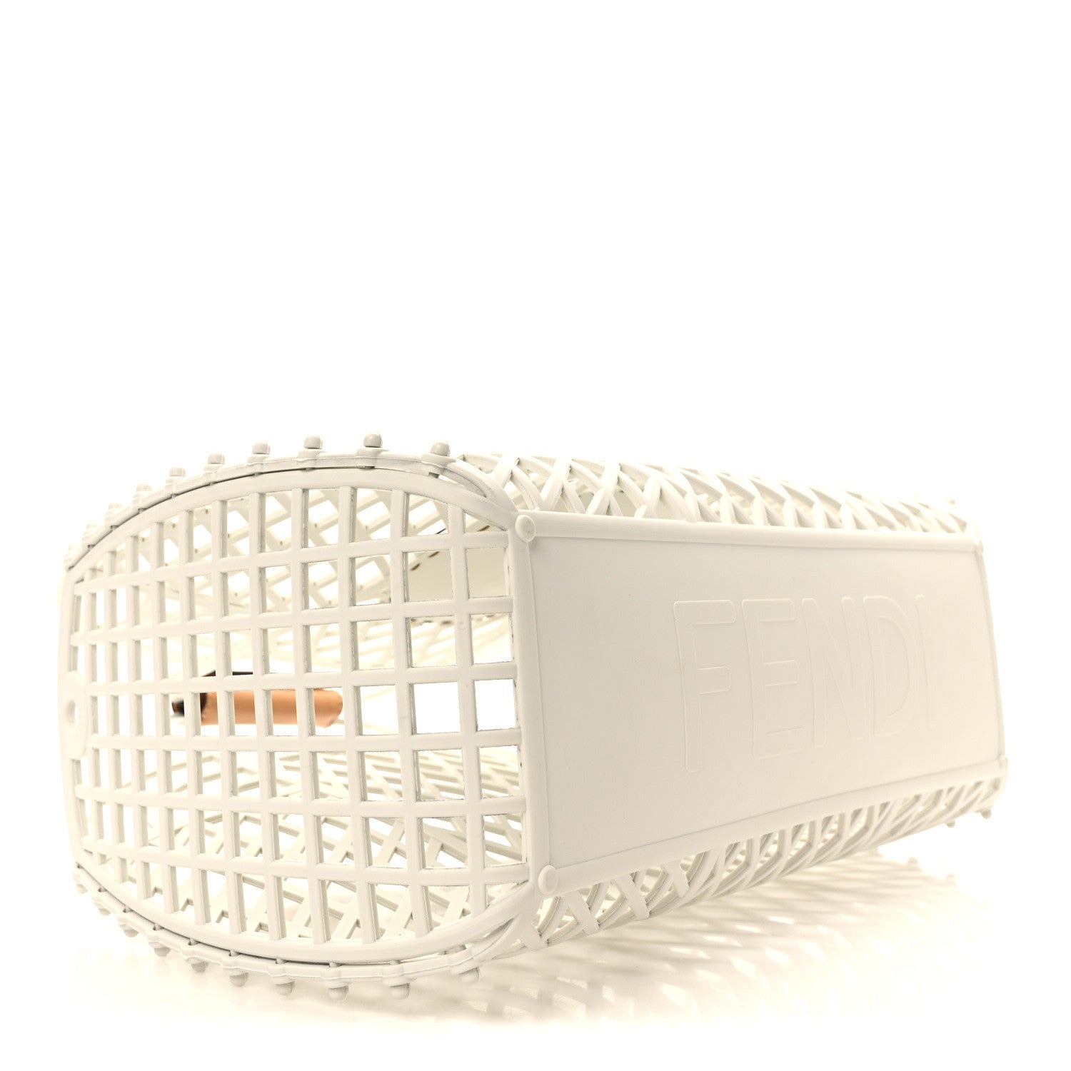 Fendi Recycled Plastic Vitello Liberty Matte Medium Fendi Basket White Ice Miele Scuro 4 of 10
