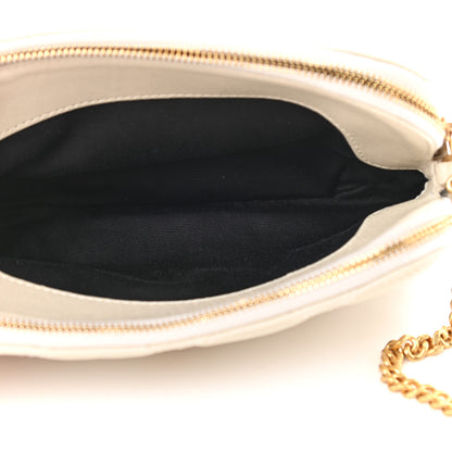 Saint Laurent Grained Lambskin Quilted Mini Becky Double Zip Bag Vintage White 5 of 11