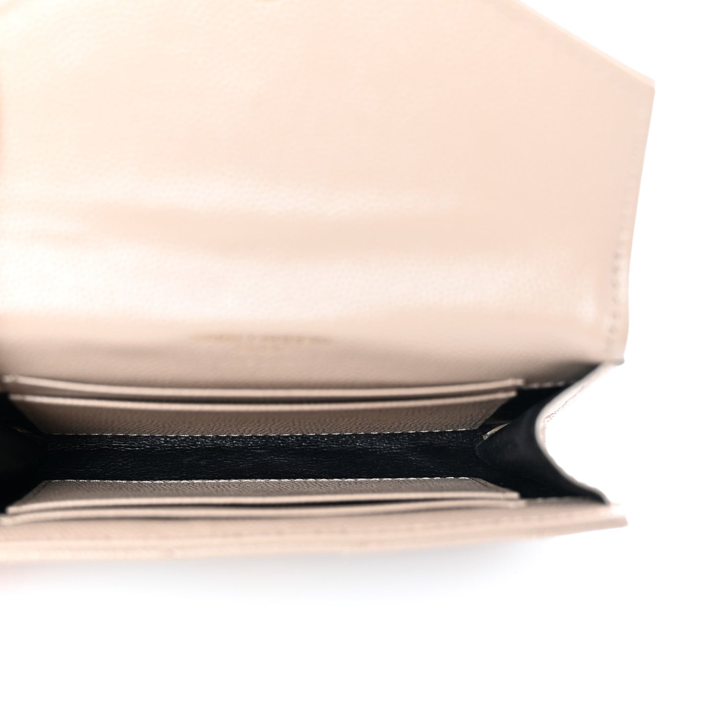Grain De Poudre Matelasse Chevron Small Monogram Envelope Wallet Dark Beige