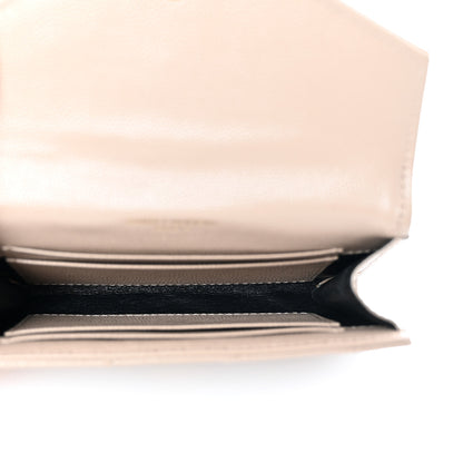 Saint Laurent Grain De Poudre Matelasse Chevron Small Monogram Envelope Wallet Dark Beige 5 of 13