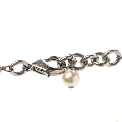 Chanel Graduated Pearl Crystal CC Long Necklace Silver 5 of 7