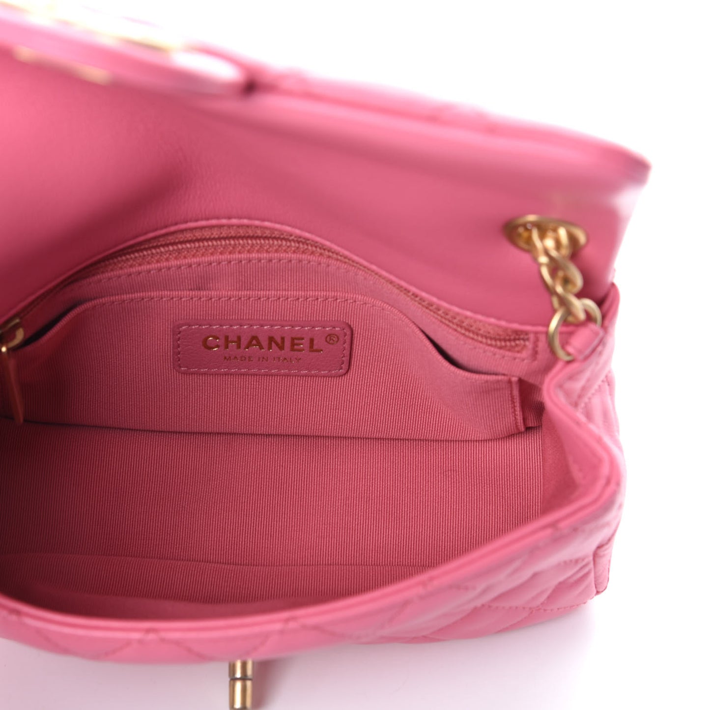 Lambskin Resin Quilted Mini Rectangular Pearl Samba Flap Pink
