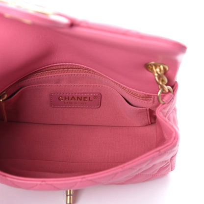 Chanel Lambskin Resin Quilted Mini Rectangular Pearl Samba Flap Pink 5 of 10