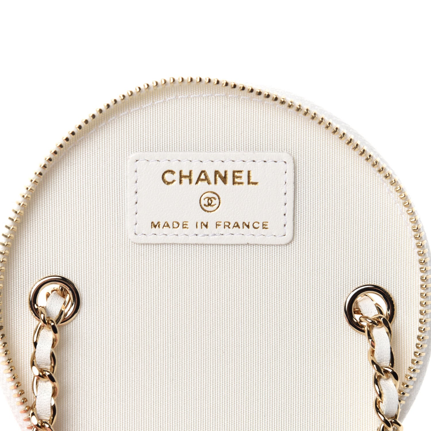 Chanel Lambskin Quilted Round Small Vanity Case With Chain White Black 9 of 12