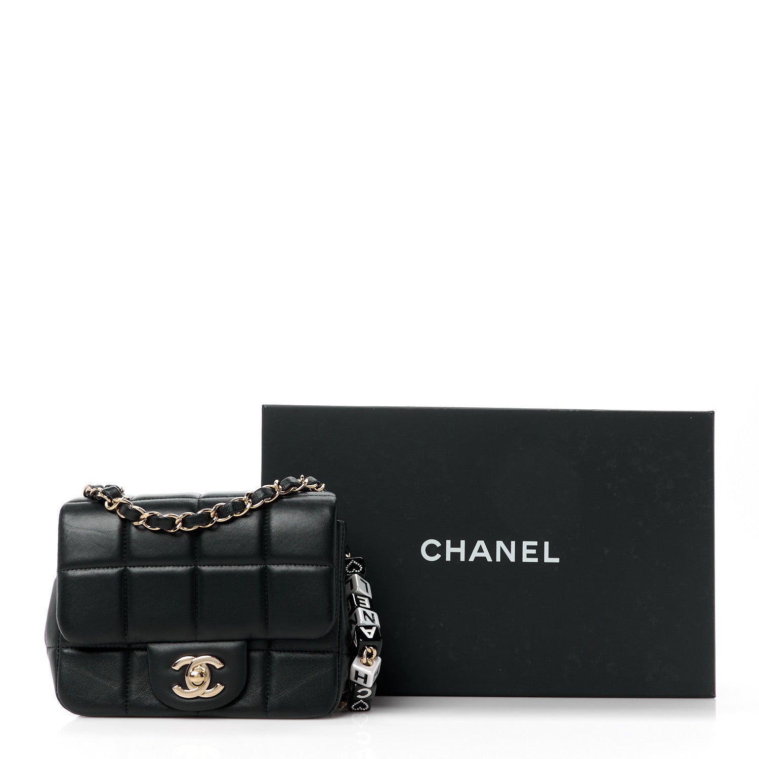 Chanel Lambskin Resin Crystal Square Quilted Mini Monacoco Flap Black 12 of 12
