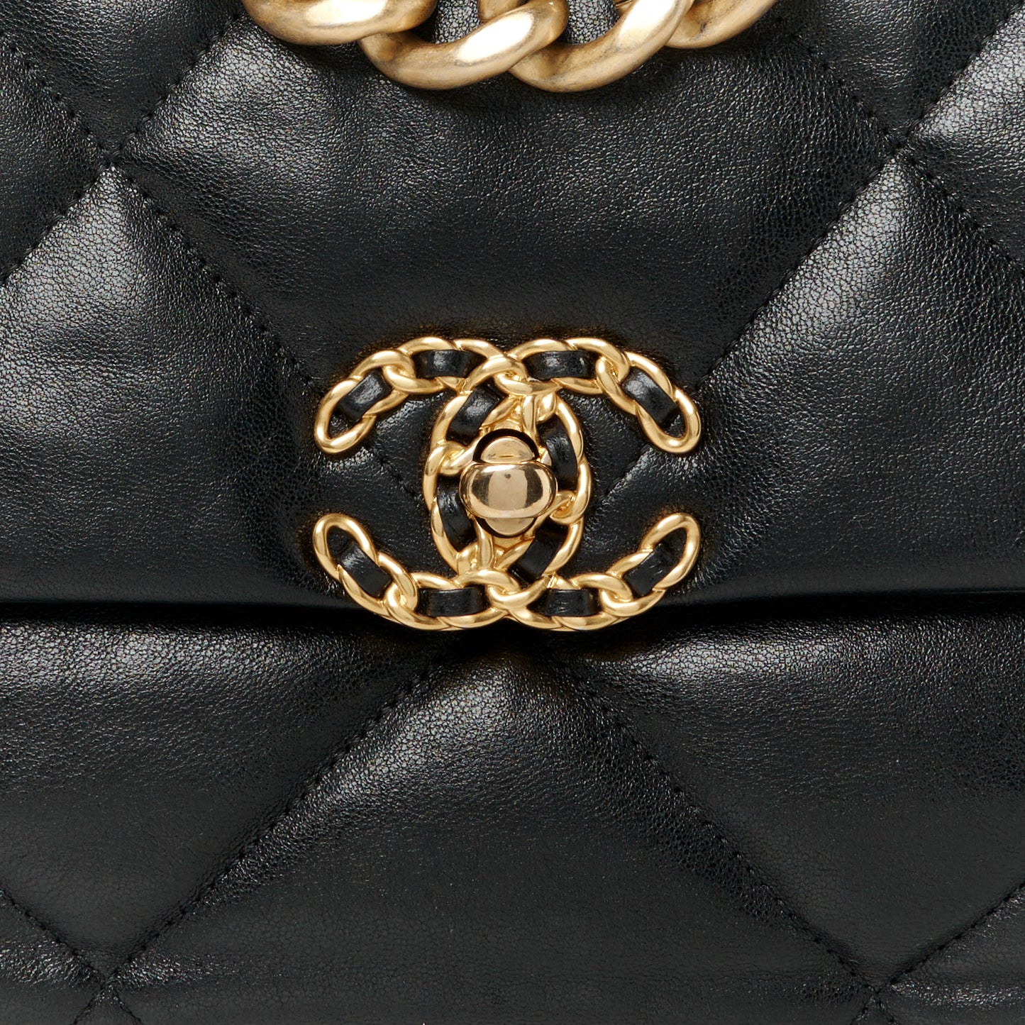 Lambskin Quilted Large Chanel 19 Flap Black