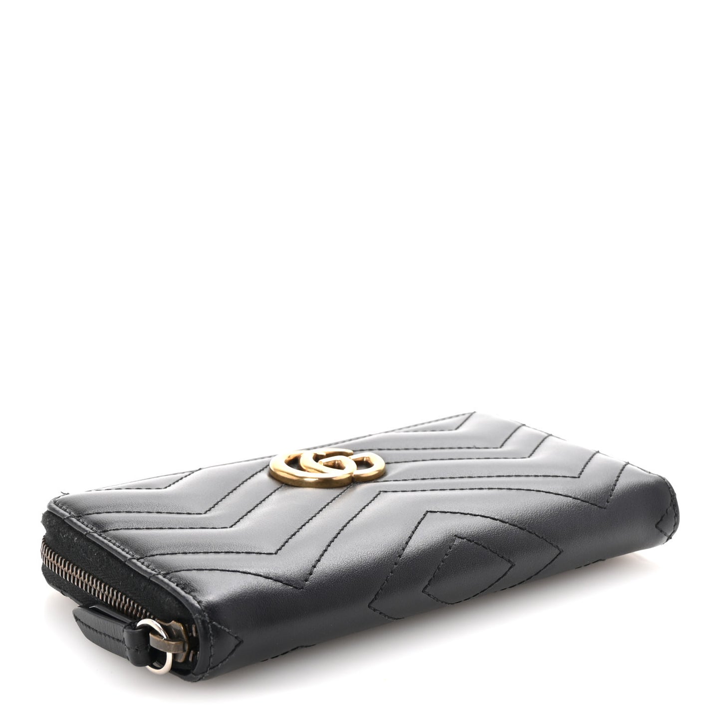 Calfskin Matelasse GG Marmont Zip Around Wallet Black