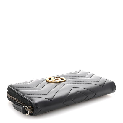 Gucci Calfskin Matelasse GG Marmont Zip Around Wallet Black 4 of 7