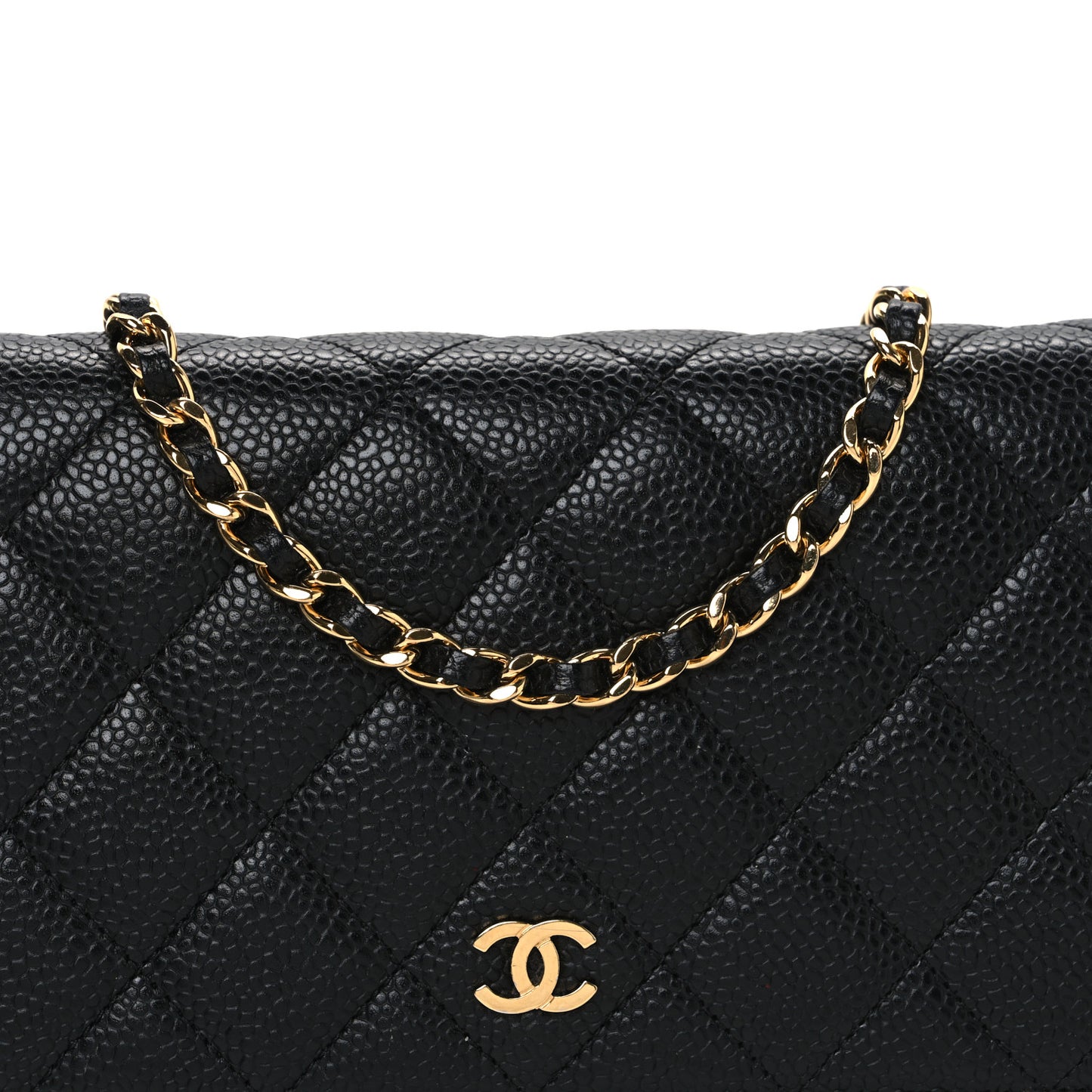 Caviar Quilted Wallet on Chain WOC Black