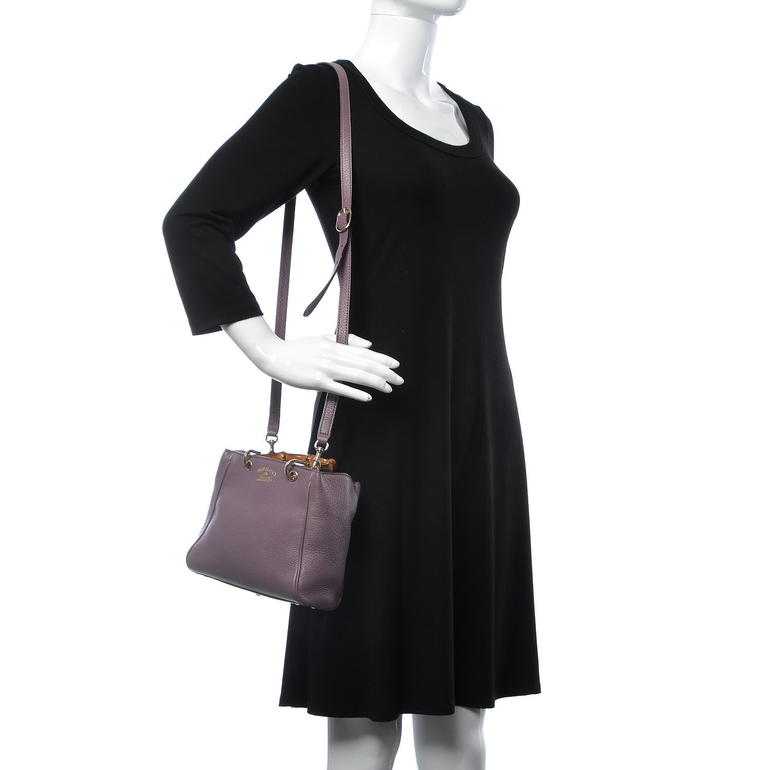 Gucci Calfskin Mini Bamboo Shopper Tote Purple 2 of 11