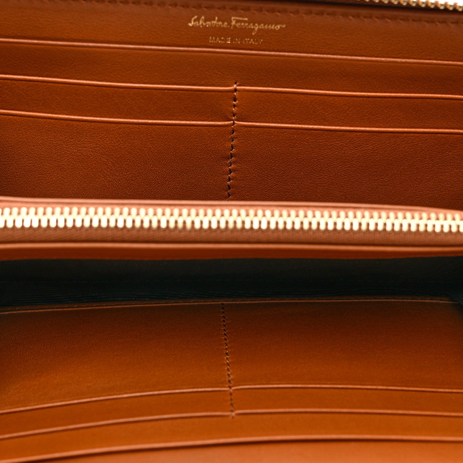 Salvatore Ferragamo Calfskin Vara Bow Zip Wallet Brown 5 of 7