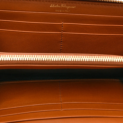 Salvatore Ferragamo Calfskin Vara Bow Zip Wallet Brown 5 of 7