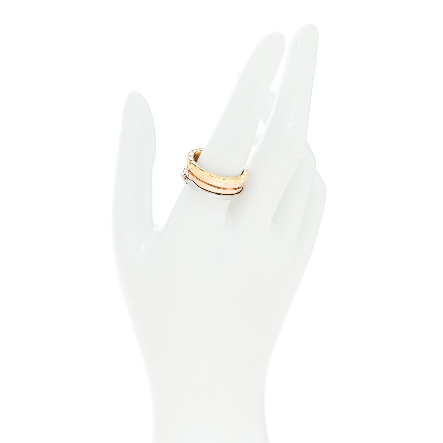 Bulgari 18K Rose White Yellow Gold B.Zero1 Three-Band Ring 60 9 2 of 6