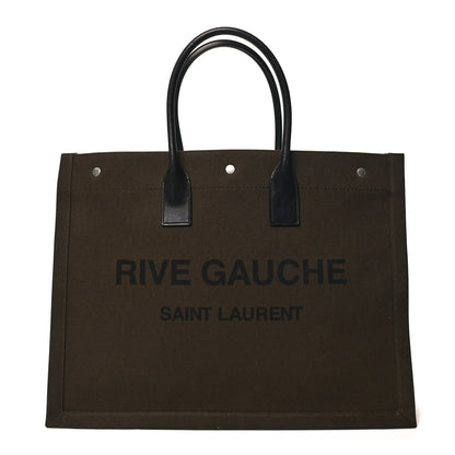 Saint Laurent Linen Calfskin Rive Gauche Tote Khaki 1 of 10