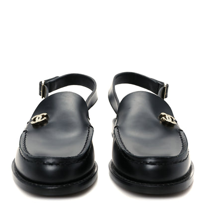 Chanel Calfskin Crystal Slingback Loafers 36 Black 3 of 9