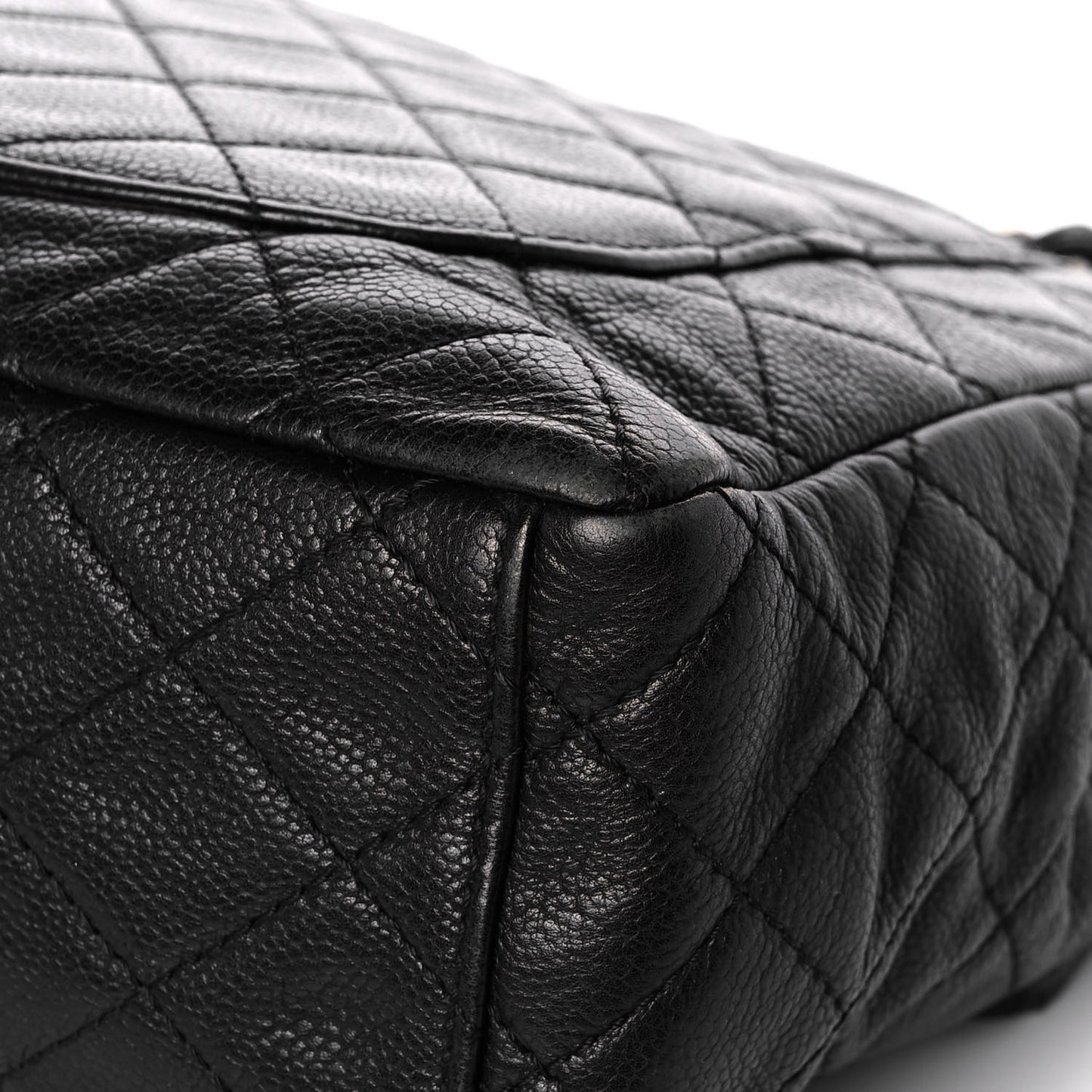 Washed Caviar Quilted Maxi Single Flap Black