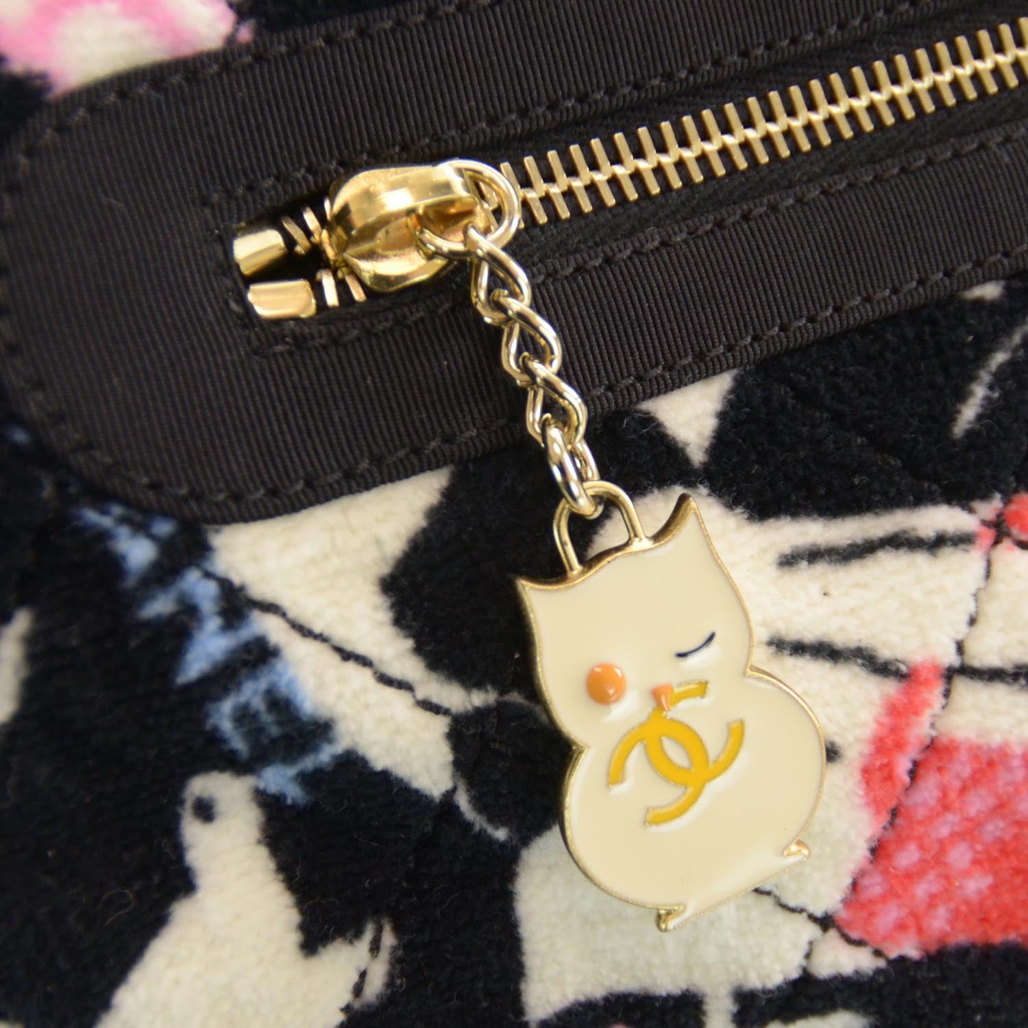 Chanel Terry Cotton Baby Animals Diaper Bag Black 5 of 9