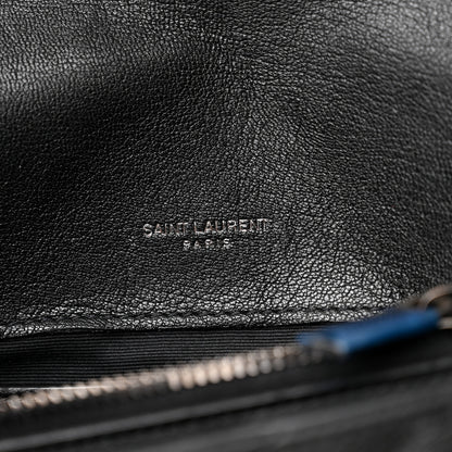 Saint Laurent Sheepskin Matelasse Chevron Monogram Medium College Bag Black 6 of 10