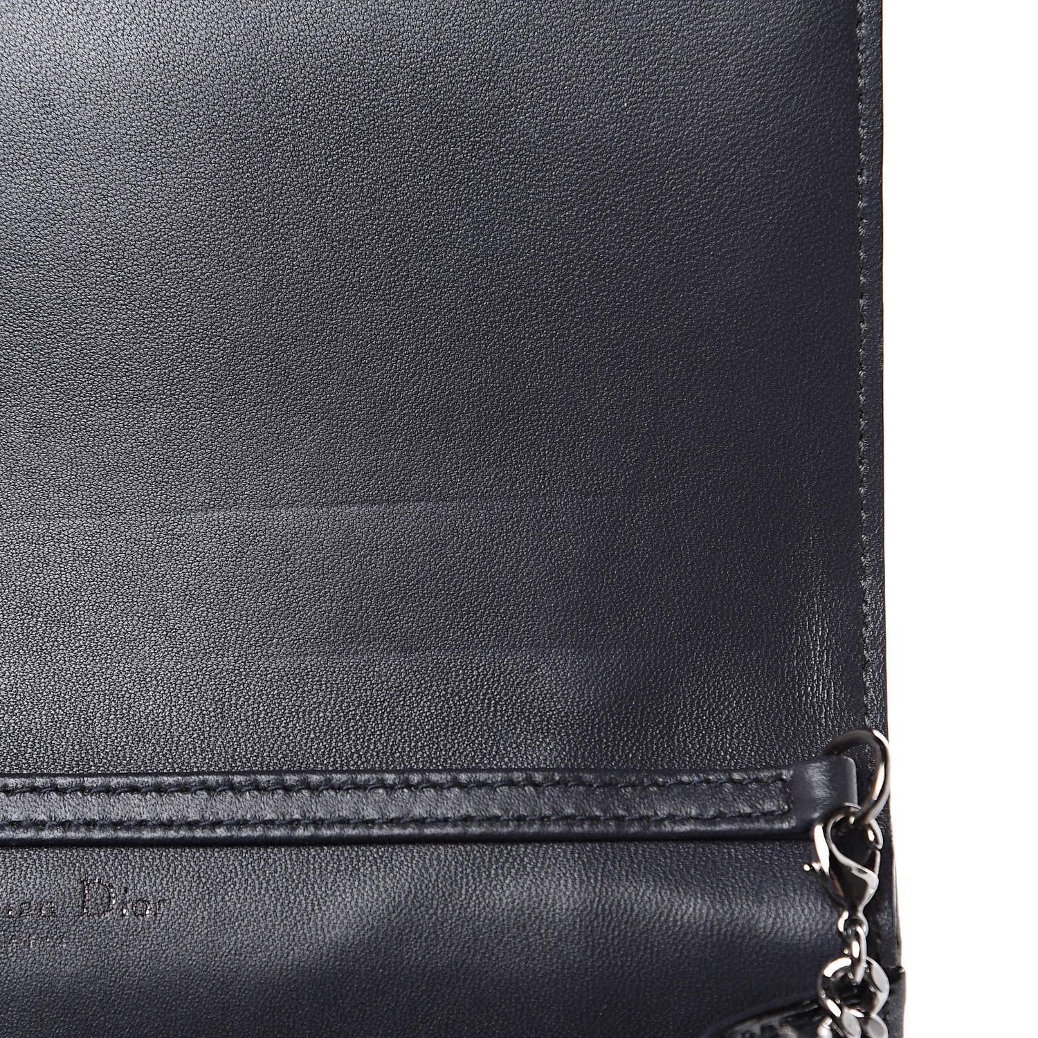 Christian Dior Metallic Patent Micro-Cannage Diorama Wallet on Chain Pouch Onyx Black 9 of 10