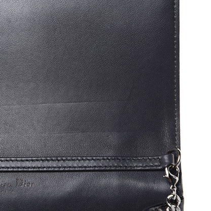 Christian Dior Metallic Patent Micro-Cannage Diorama Wallet on Chain Pouch Onyx Black 9 of 10