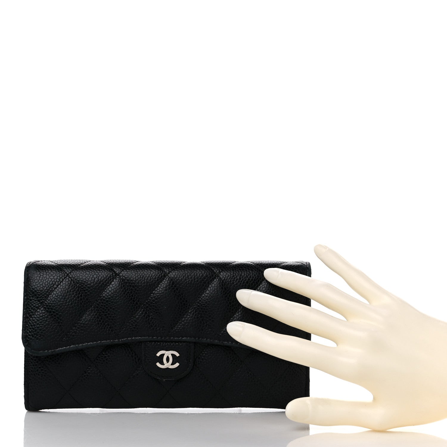 Chanel Caviar Quilted Large Gusset Flap Wallet Black 2 of 18