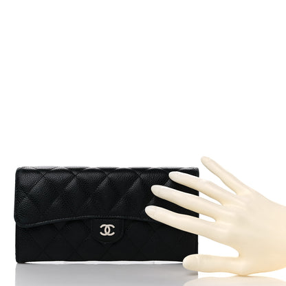 Chanel Caviar Quilted Large Gusset Flap Wallet Black 2 of 18